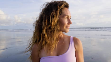 young woman wearing pink swimwear