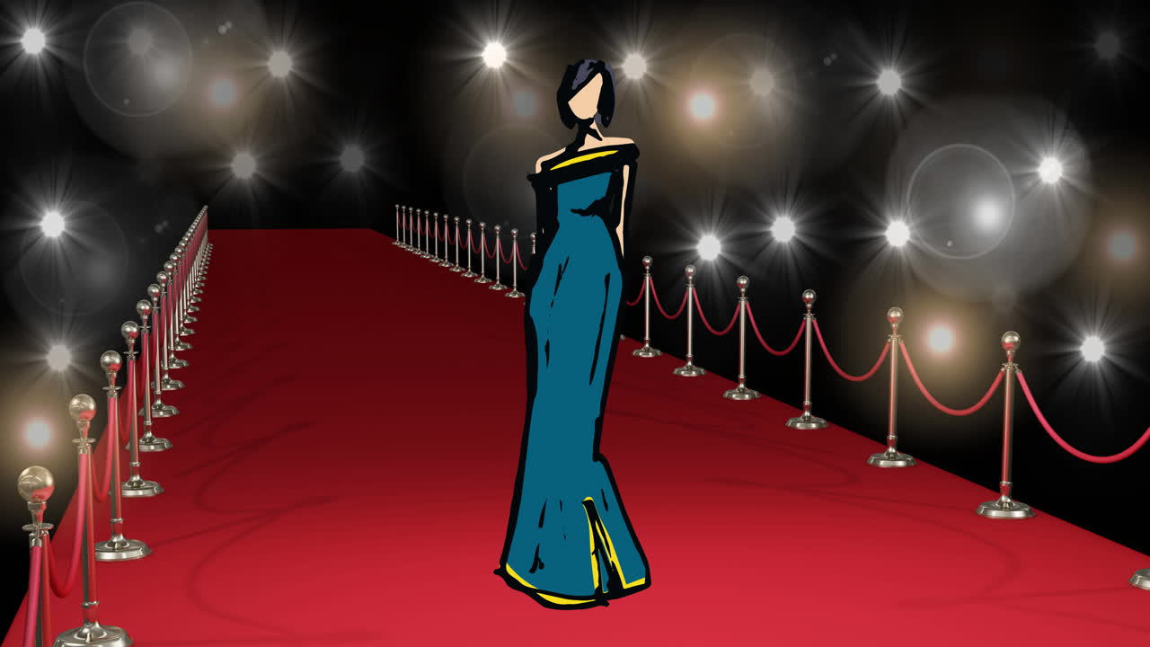 블랙 배경 에 있는 패션쇼 의  ⁇ 은 카 ⁇  에 있는 모델 의 그림 의 애니메이션