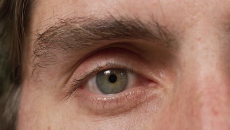 primer plano de un ojo de hombre caucásico
