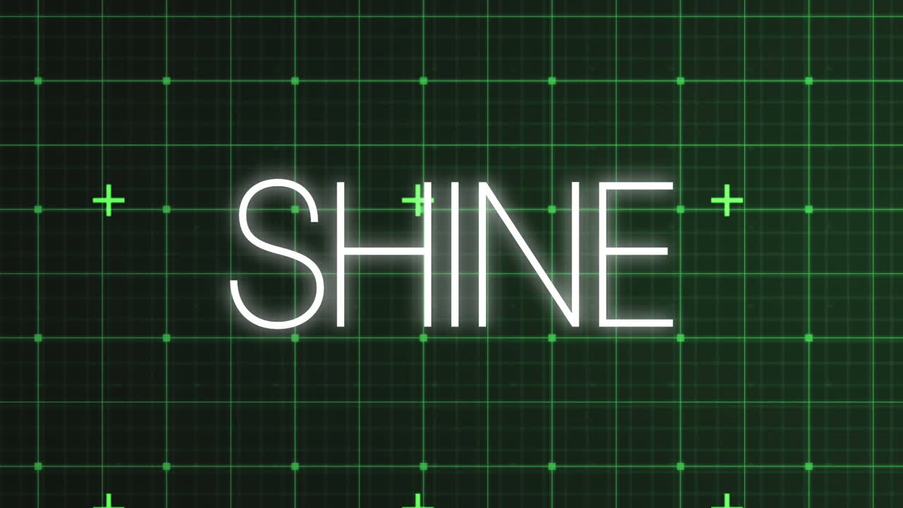 녹색 디지털 그리드 위의 반이는 텍스트의 애니메이션