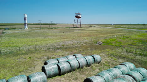 leaning tower of britten texas - wide with hay bales