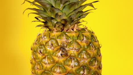 a ripe whole ananas on a rotating surface