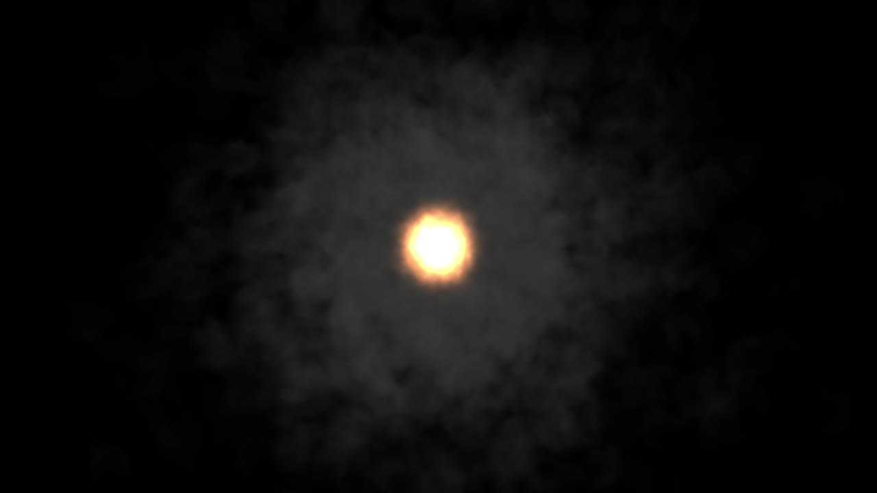 마법의 불과 연기가 밤의 배경으로 움직이는 그래픽