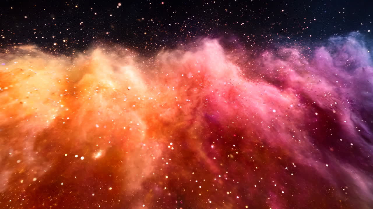 A colorful cloud of smoke with a rainbow of colors. The smoke is in the sky and it looks like it's coming from a fire