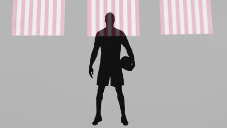 basketball player silhouette with american flags waving in background animation