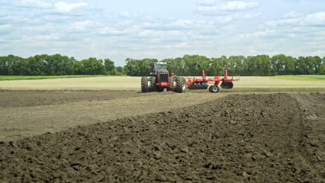 rural agriculture. agricultural machinery on plowing field