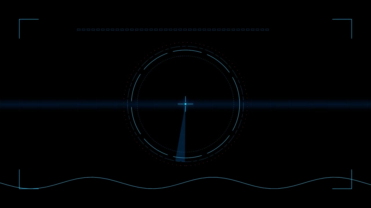 Futuristic Digital Radar Interface Scanning on Black Background