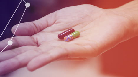 a video showing medicines or tablets or drugs in palm of a front line worker or doctor depicting pharma sector and medicine sector