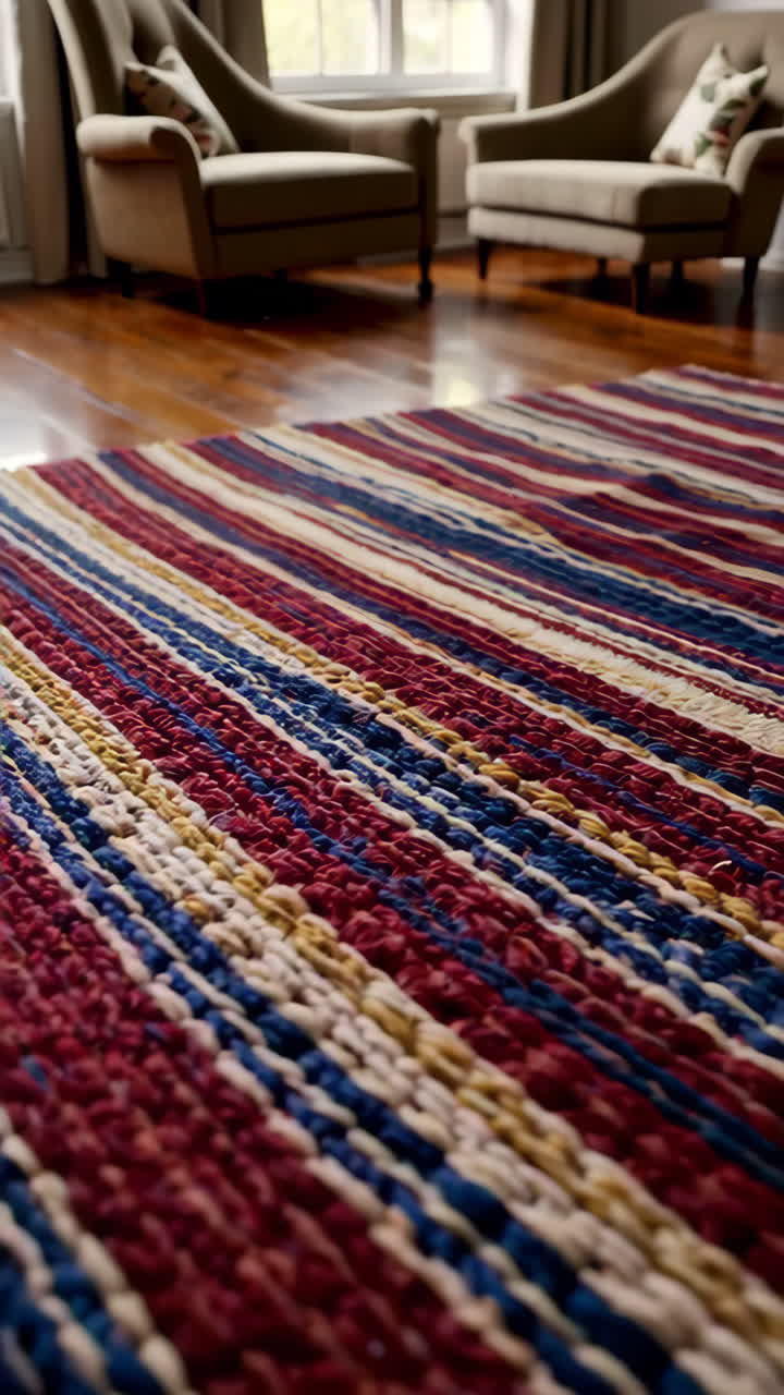 Colorful Striped Rug in a Living Room