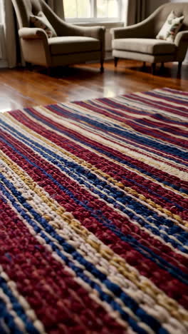 colorful striped rug in a living room