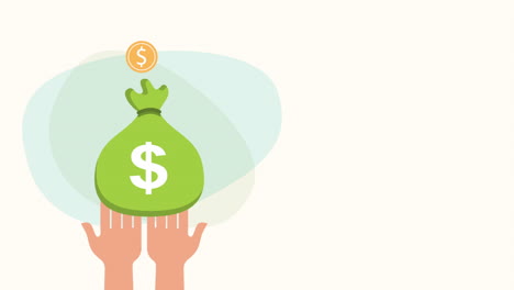 manos con monedas bolsa de dinero