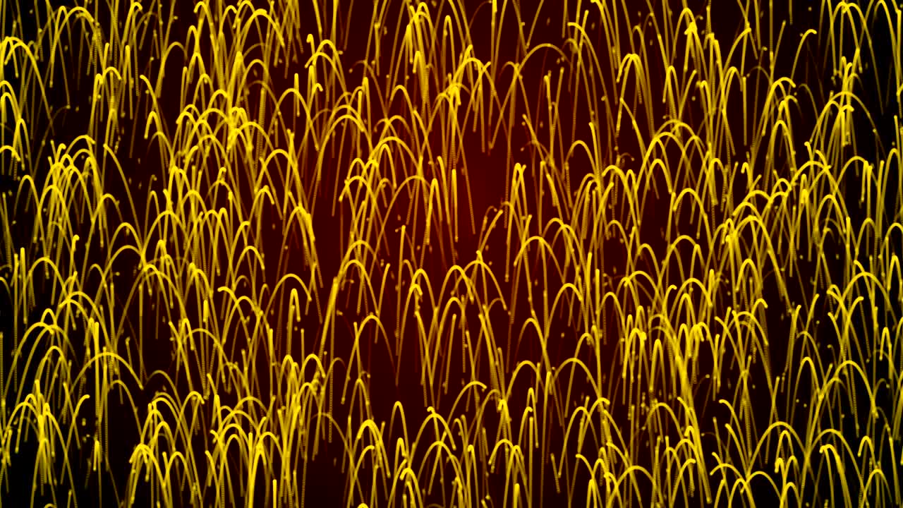 Moving network of lines with long trails in space, effect of drops of the rain, 3d rendering, computer generated