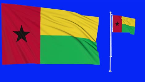 Greenscreen-Schwenkt-Guinea-Bissau-Flagge-Oder-Fahnenmast