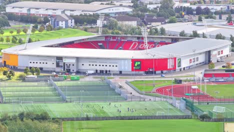 Aerial-View-of-Eco-Power-Stadium---Multi-purpose-Stadium-In-Doncaster,-England,-UK