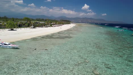 aerial of the beach at gili meno, nestled among the idyllic gili islands of indonesia, stands as a serene and enchanting paradise for travelers seeking an escape from the ordinary