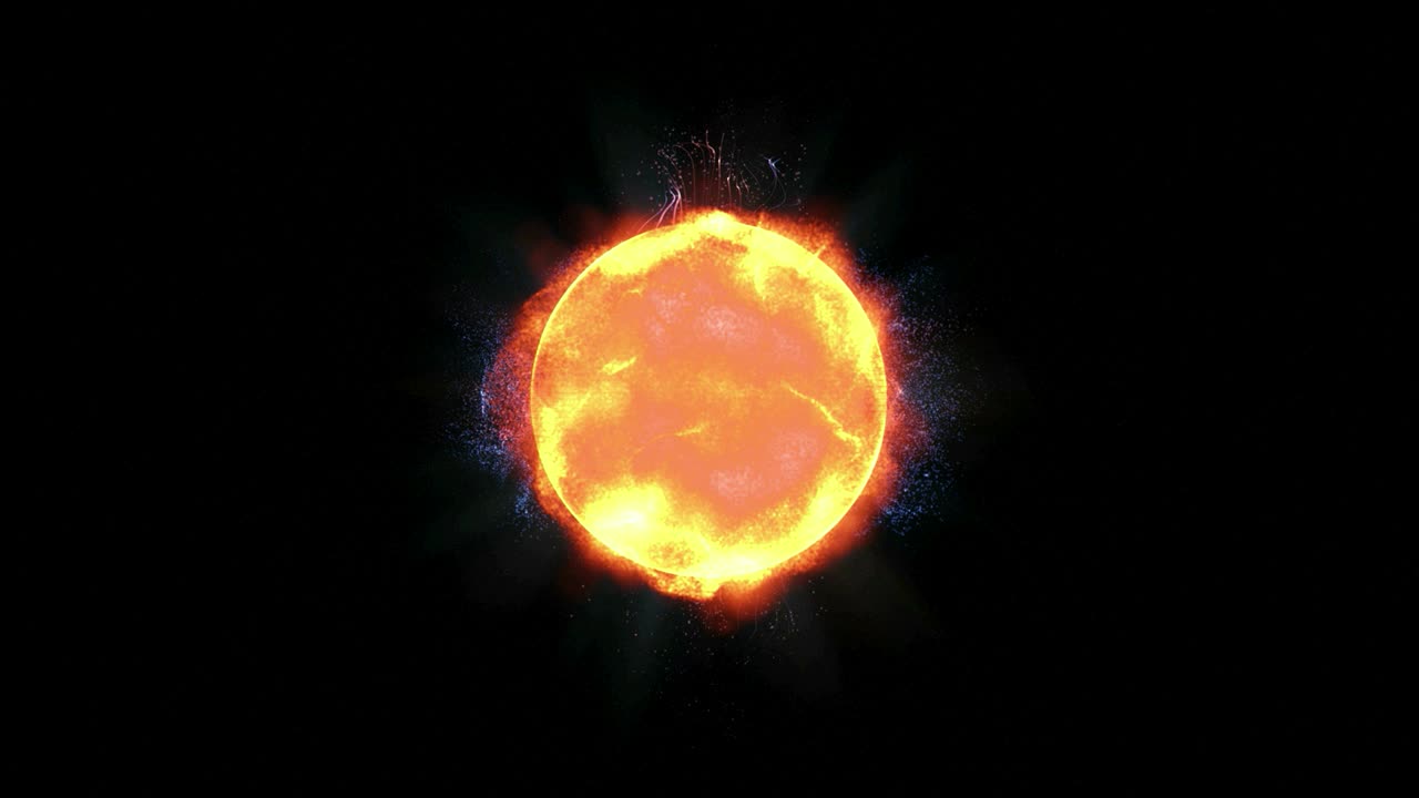 太陽系の明るい黄色い太陽 リアルな3dレンダリング 太陽フレアと美しい粒子