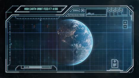 small spaceship approaching earth - futuristic computer hud