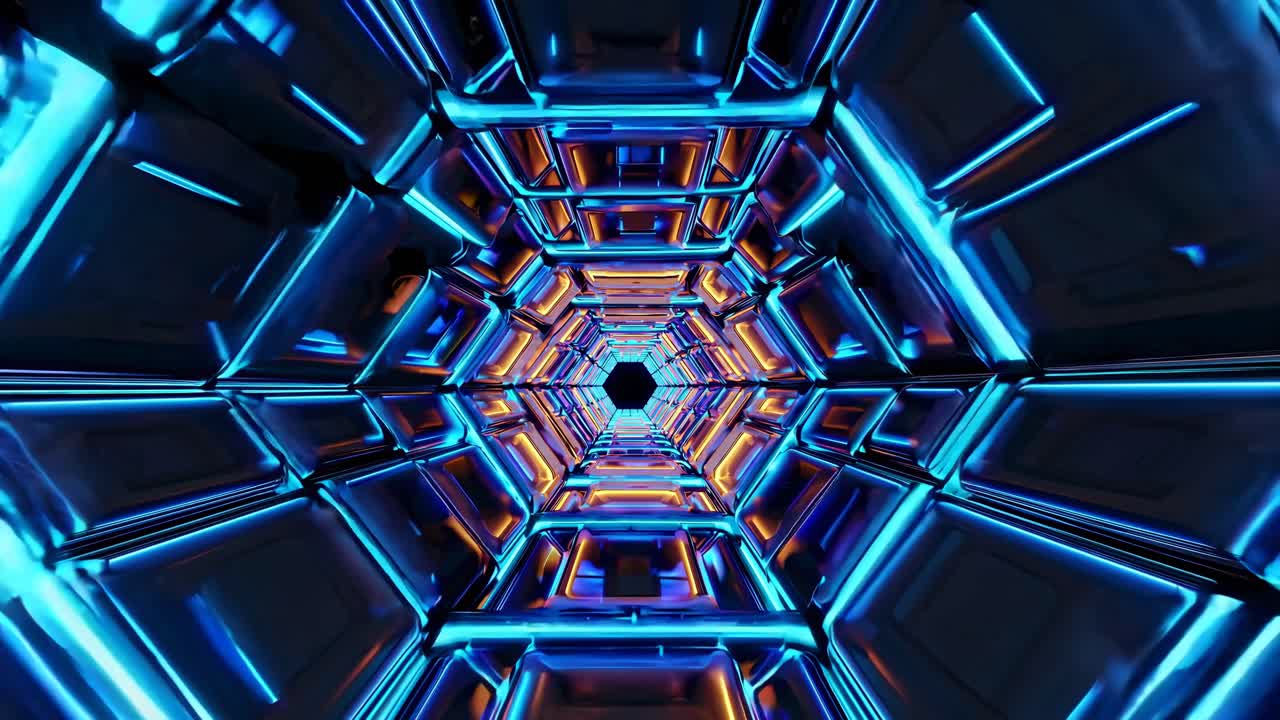 túnel hexagonal brillante