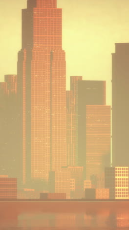 city skyline at sunset