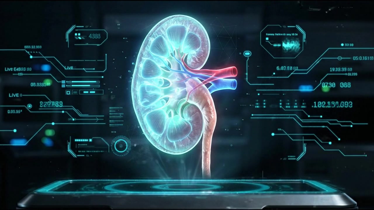 Digital holographic 3D render of human kidney with renal blood vessels