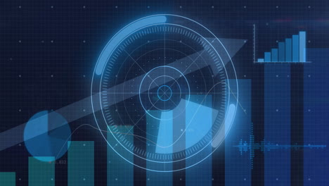 animación del procesamiento de datos financieros sobre las estadísticas con flecha.