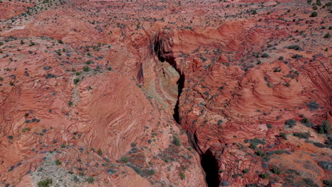 Buckskin-Gulch-Slot-Canyon-Utah,-Aerial-view-of-the-deep-slot-canyon