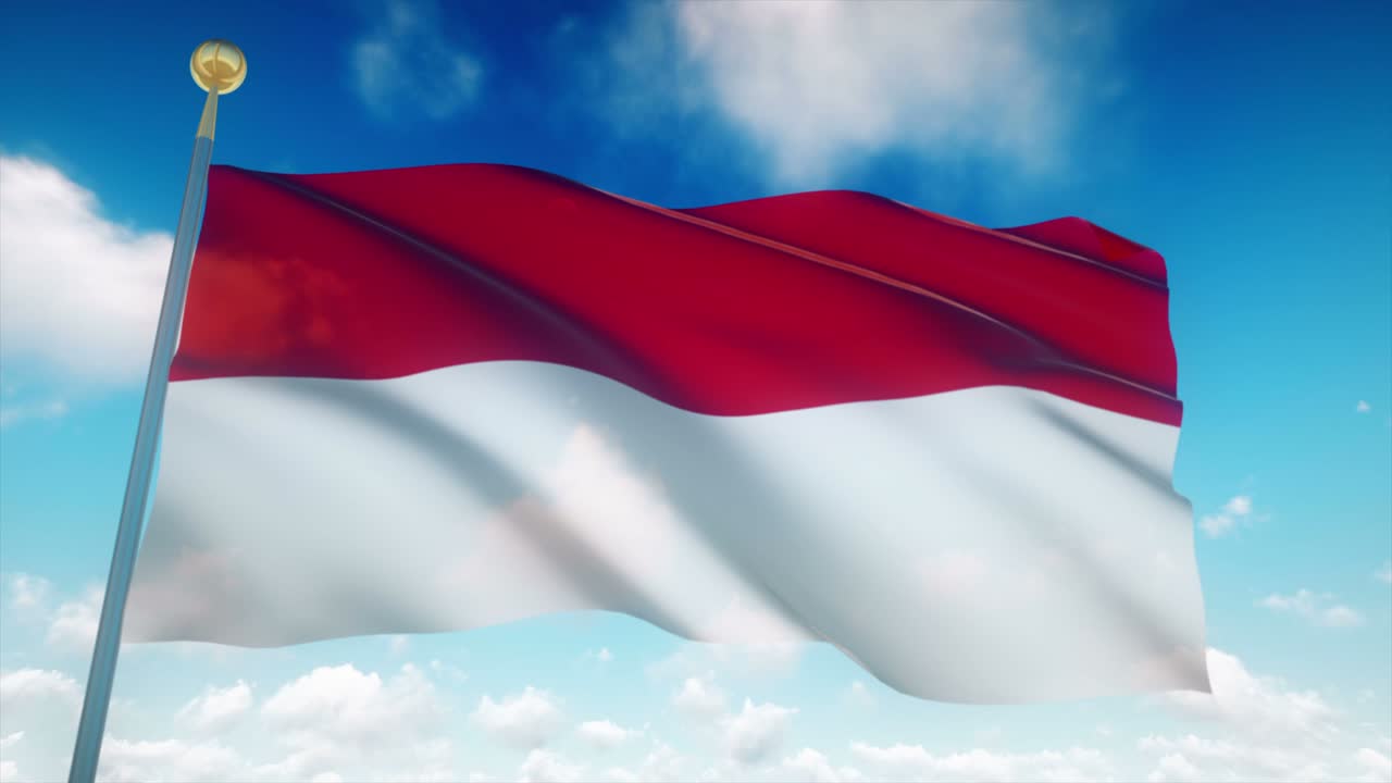 4k muy detallada bandera de indonesia en bucle