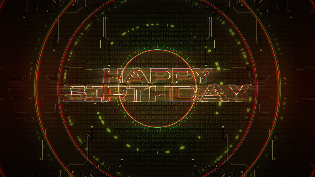 seductora tarjeta de cumpleaños digital brillo futurista con mensaje de feliz cumpleaños