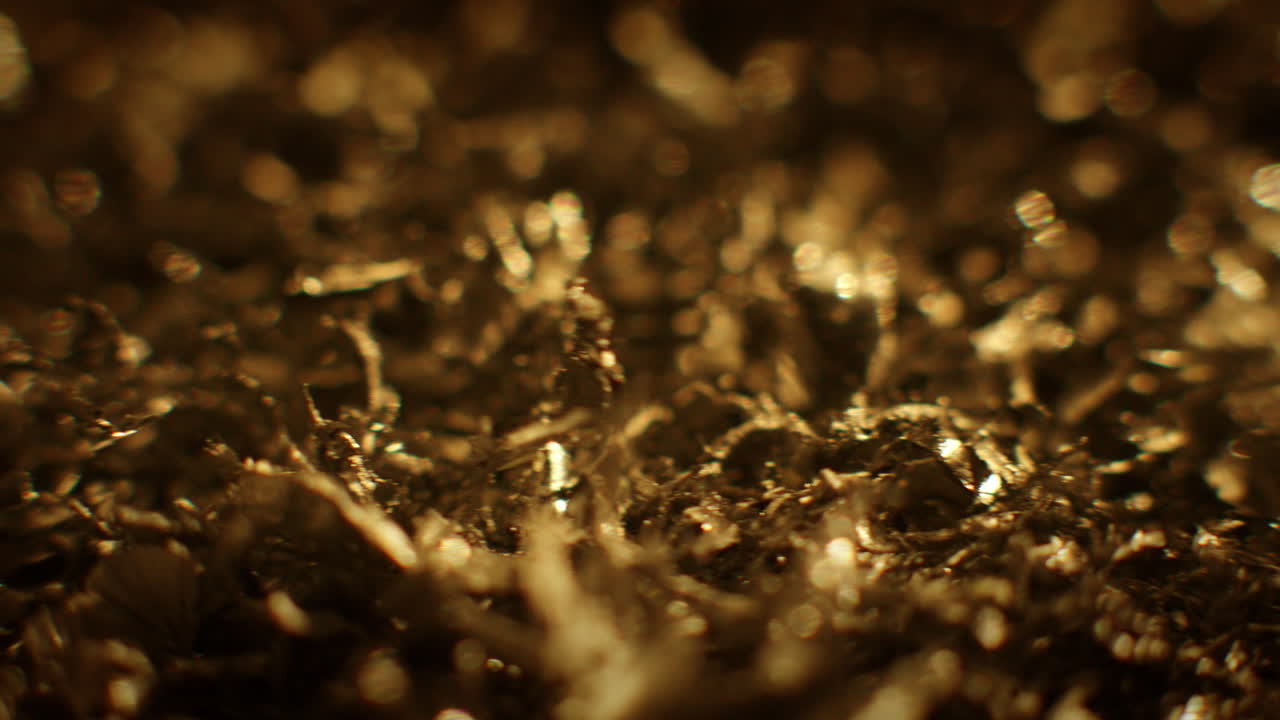 Primo piano di otturazioni metalliche color oro