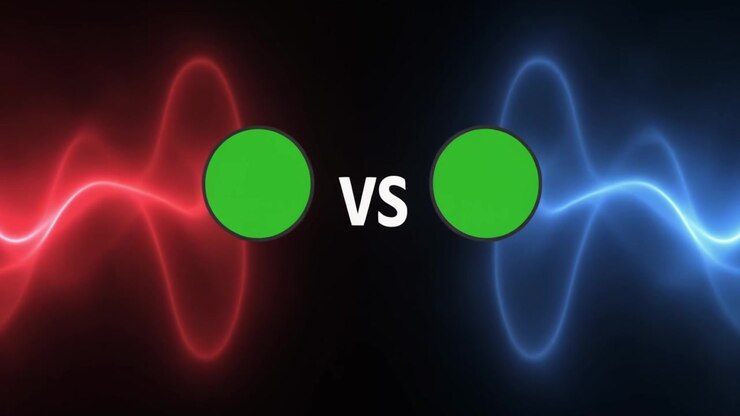 Versus Screen with Red and Blue Energy Waves