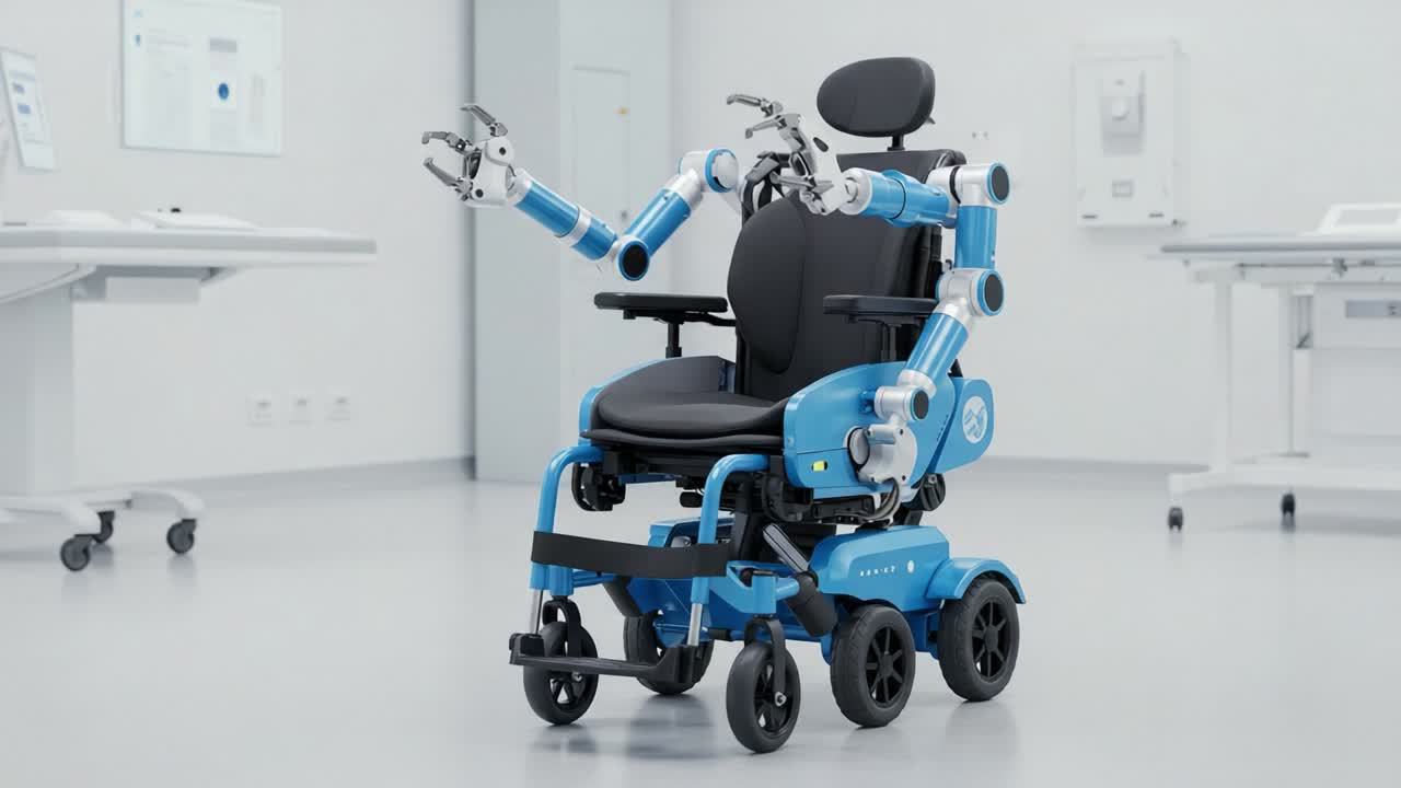 Advanced Assistive Robotic Wheelchair with Articulated Arms Enhances Mobility and Independence for Individuals with Disabilities in a Modern Healthcare Environment