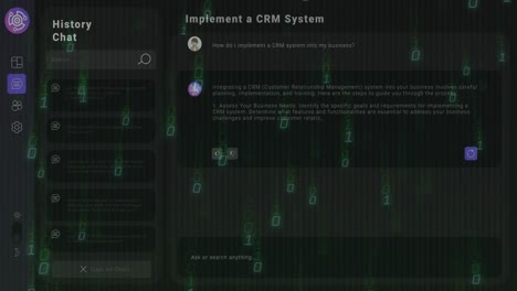 Animation-of-binary-coding-and-ai-chat-on-black-background