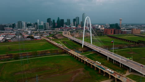 aerial above margaret hunt hill bridge