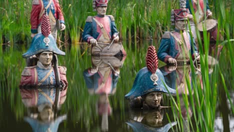 soldiers of napoleon in park pond, static view