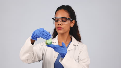 Science,-thinking-and-chemical-with-woman