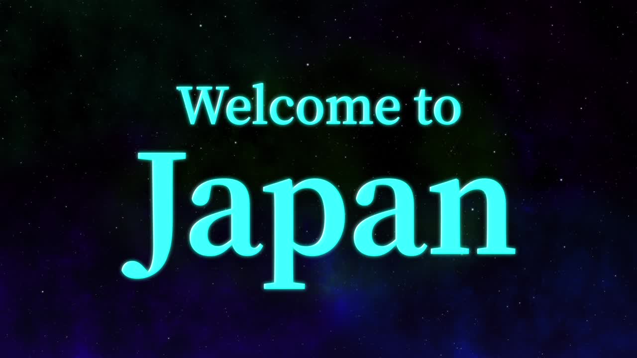 일본에 오신 것을 환영합니다 문자 애니메이션 모션 그래픽