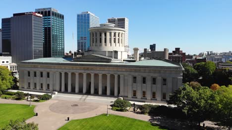 Ohio-Statehouse-in-downtown-Columbus-Ohio---aerial-drone-footage