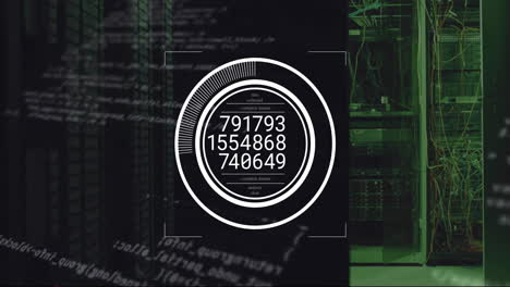 animación del procesamiento de datos digitales a través de servidores informáticos