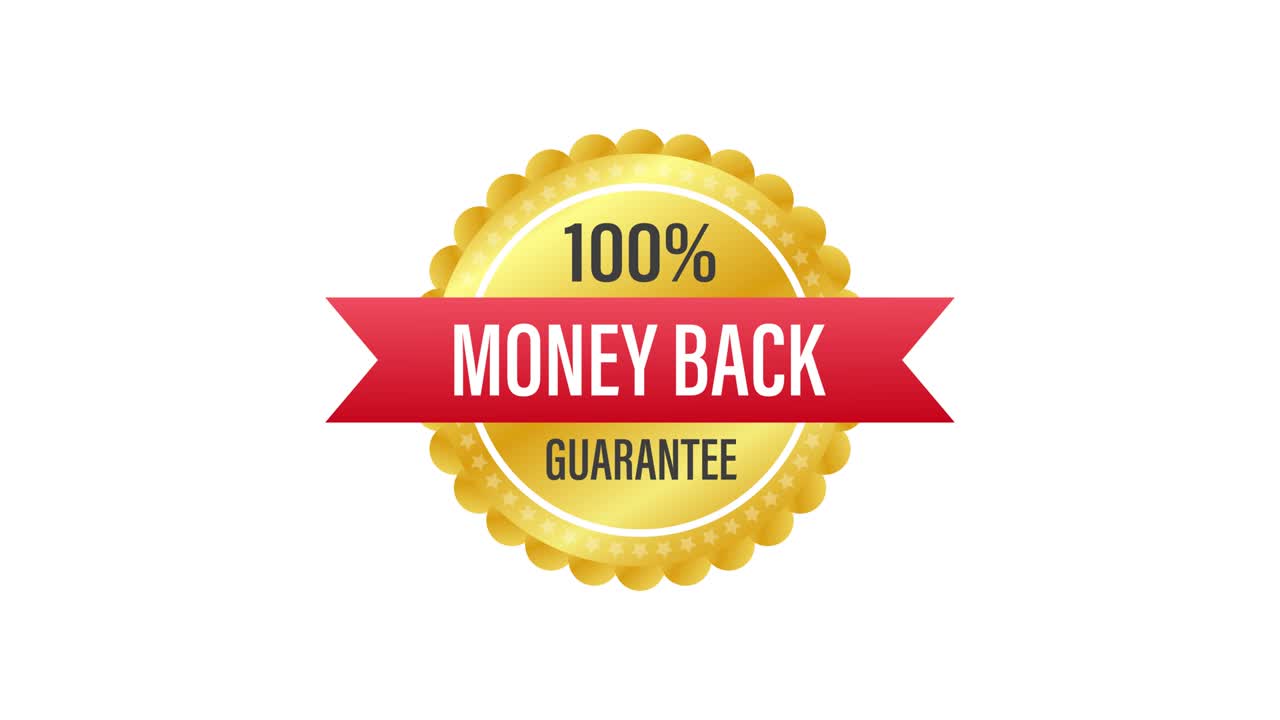 Money back guarantee. Ribbon banner. Sale tag. Sale banner badge. Motion graphics.
