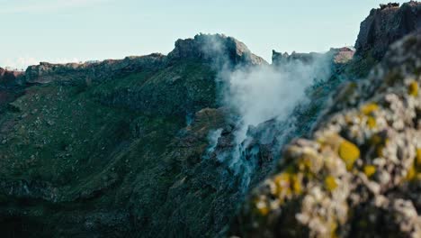 misty vesuvius mountain slopes in golden hour, naples, italy