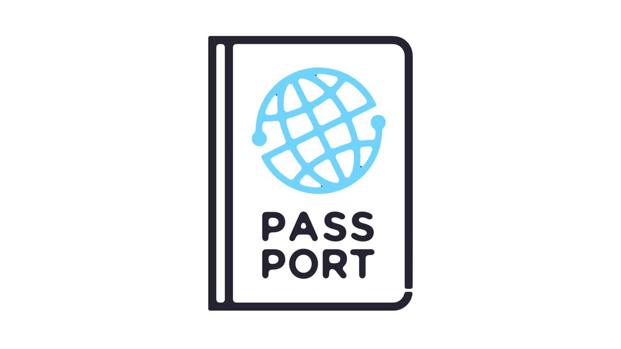 animación del icono de la línea del pasaporte