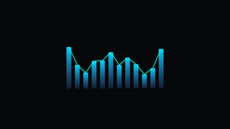 Animated Digital Bar Chart Graph Growing on Dark Background