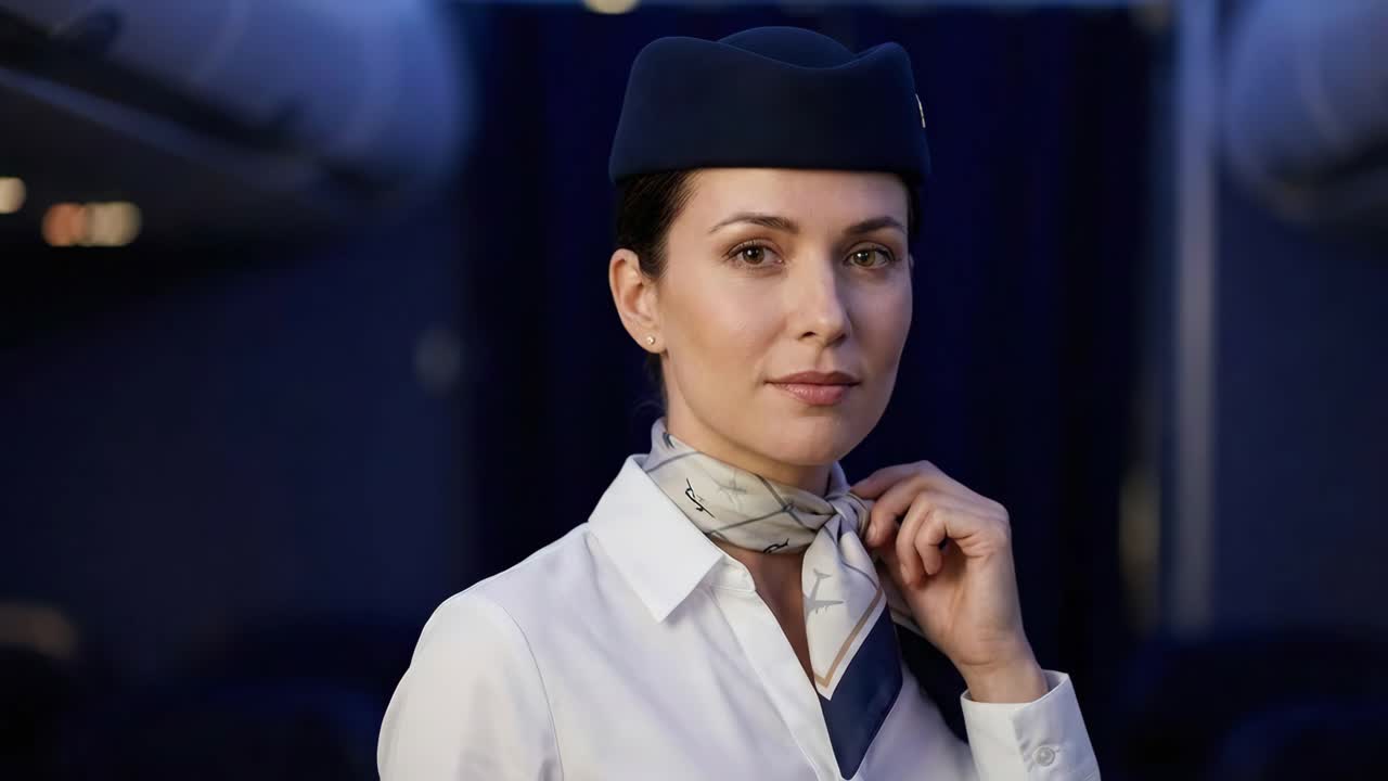 Ritratto di un assistente di volo su un aereo