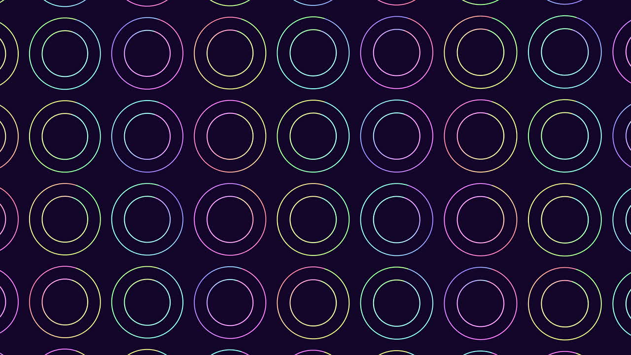 sueños circulares patrón sin costuras de círculos púrpuras y azules en un fondo oscuro