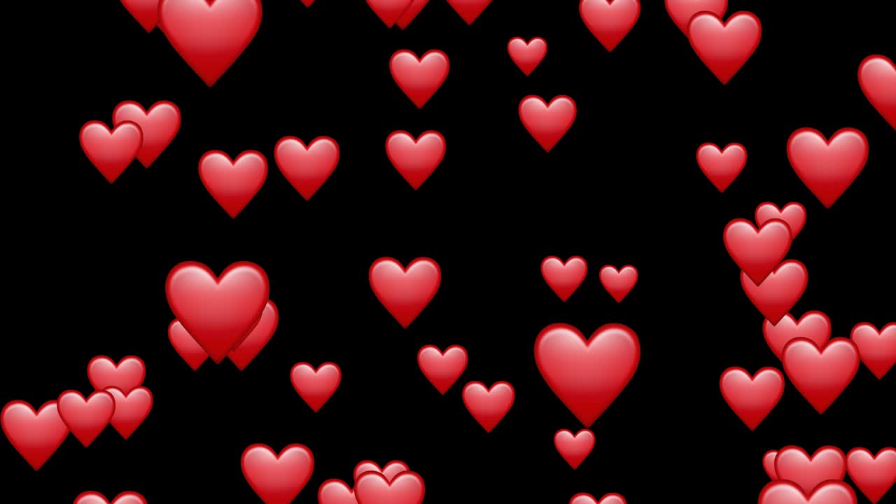 발렌타인 데이에 대한 레드 하트 모션 사랑 비디오 및 소셜 미디어 라이브 사랑, 투명한 배경에 감정을 반응