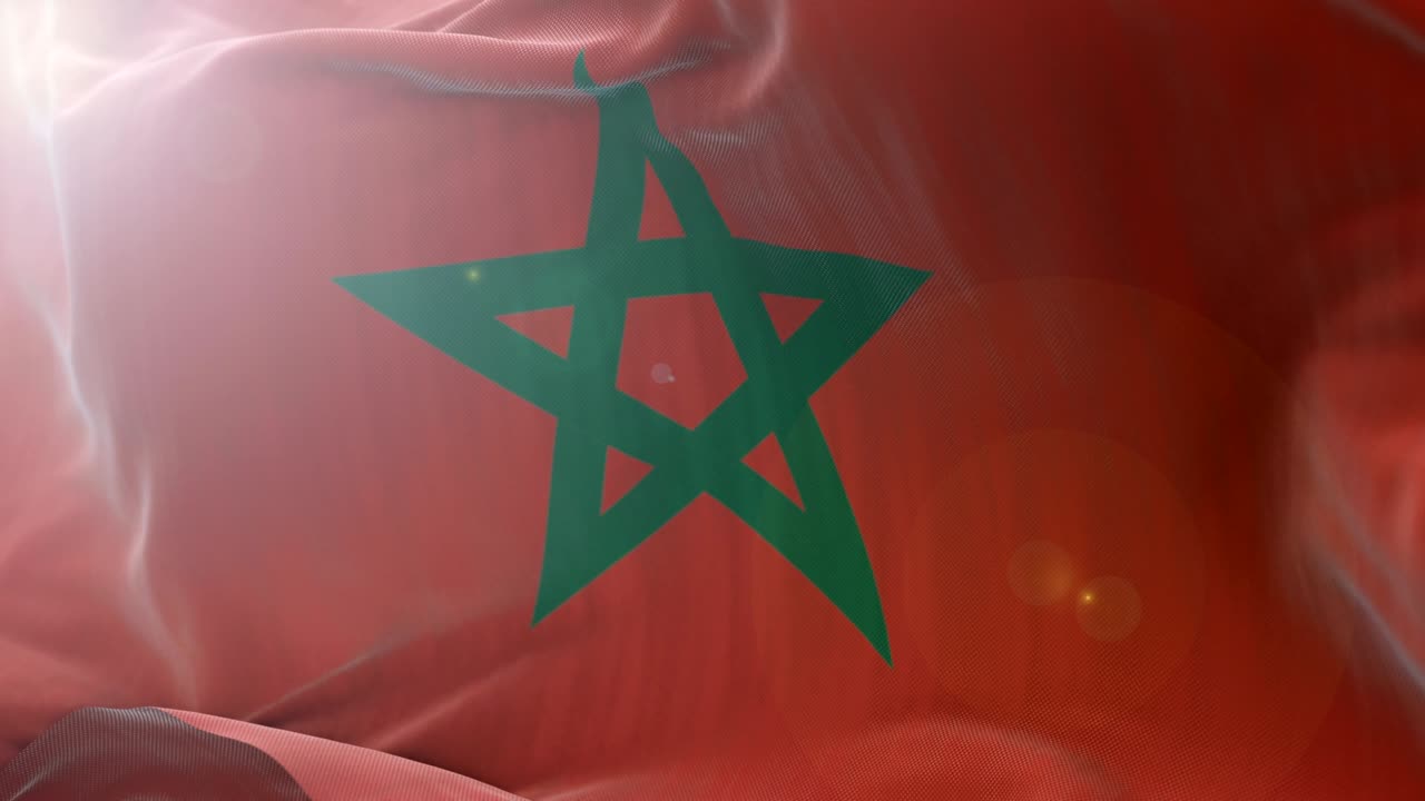 Morocco Flag Slow Waving background. 4k Close up flag waving. seamless loop