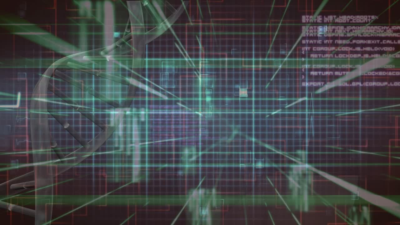 Animation of data processing over dna strand
