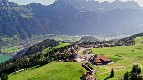 scenic view of lush alpine valley with majestic mountain backdrop