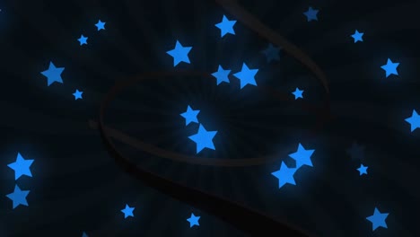 Animation-of-stars-over-black-patterned-background