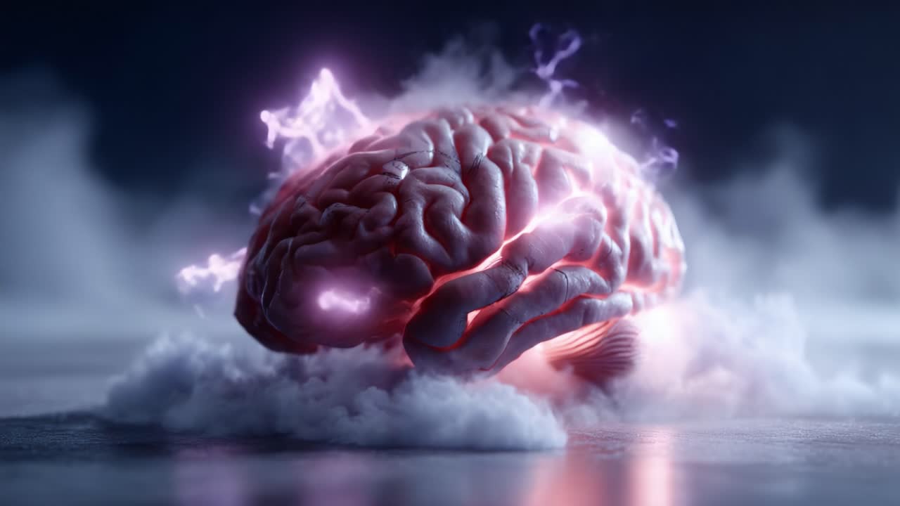 A Stunning Visualization of a Human Brain with Electric Surges, Illuminating the Mysteries of the Mind and Its Incredible Cognitive Functions